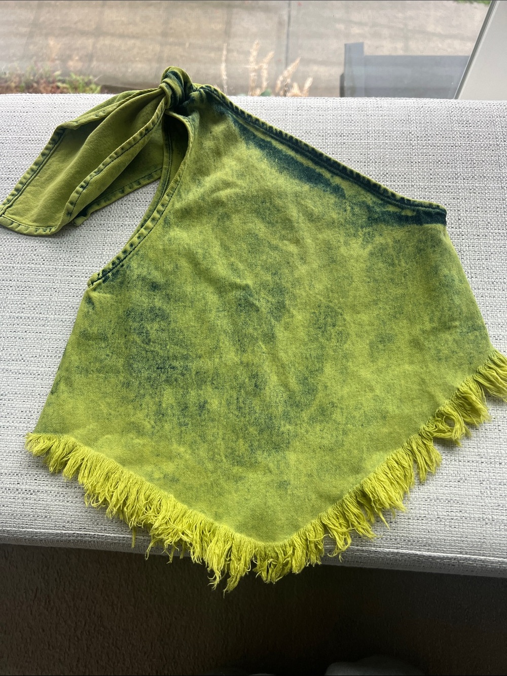 Kids Tie-Dye Green Fringe Bandana Bib
